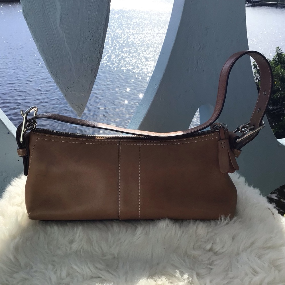 Coach Vintage Caramel Colored One Handle Shoulder Mini Top Zip Leather Bag - Picture 2 of 11